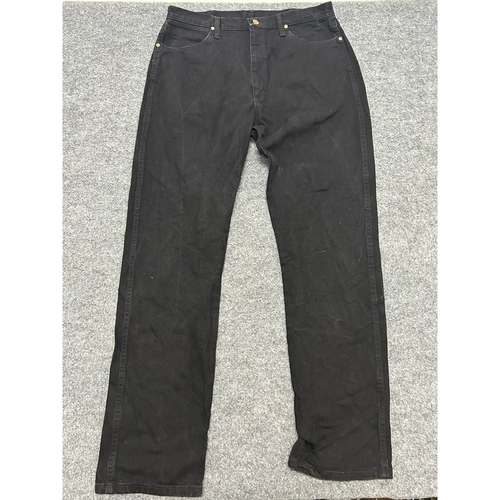 Wrangler Jeans Mens Size 34 Black Straight Leg Western Cotton Denim 13MWZ Style